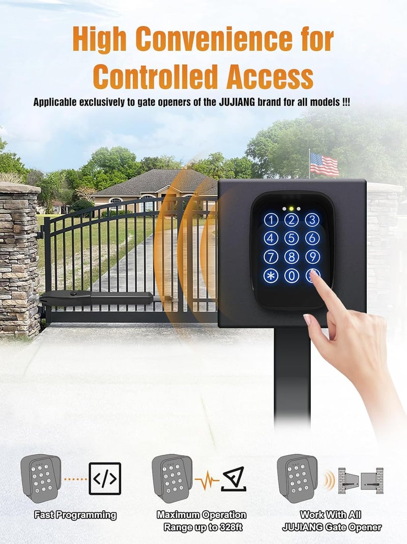 JUJIANG TKM-01 Touch Panel Wireless Gate Keypad with Outdoor Keypad Cover Digital Code Entry Access Control Keypad for Automatic Swing Sliding Gate Opener Garage Door Opener Remote Operator Accessory - Image 2